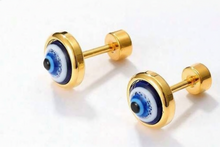 Load image into Gallery viewer, Evil eye screw-back studs
