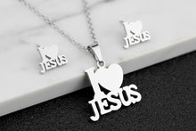 Load image into Gallery viewer, I Love Jesus  necklace &amp; earrings
